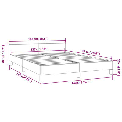vidaXL Bed Frame with Headboard Black 137x187 cm Double Faux Leather