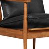 vidaXL Armchair Black Real Leather and Solid Wood Acacia