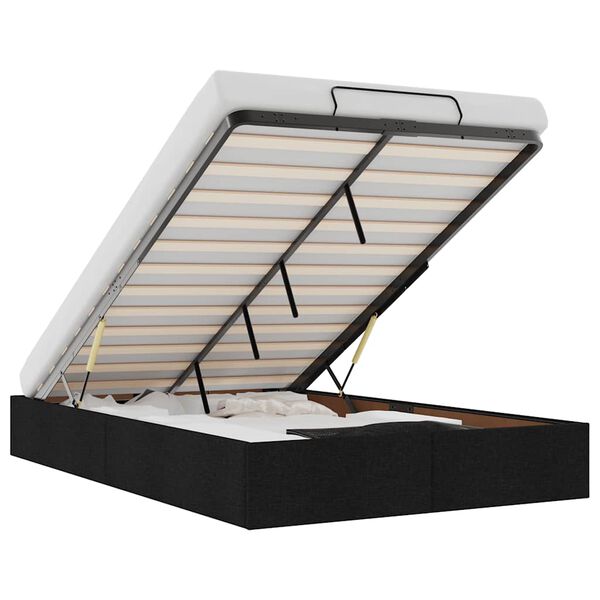 vidaXL Ottoman Storage Bed Frame without Mattress Black King Single Fabric