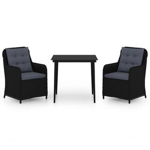vidaXL 3 Piece Garden Dining Set Black