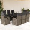 vidaXL 9 Piece Garden Dining Set with Cushions Grey Poly Rattan