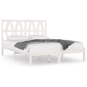 vidaXL Bed Frame | White | Solid pine wood | Super King | Bed Frame