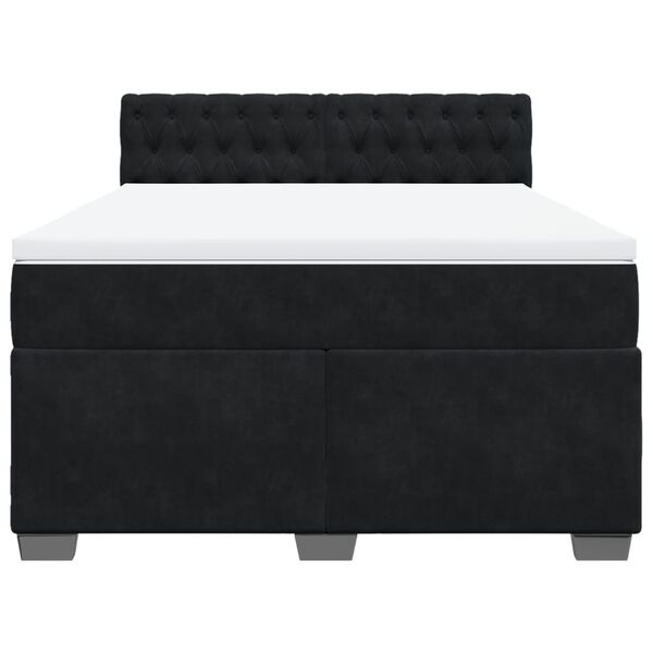 vidaXL Box Spring Bed with Mattress Black Double Velvet