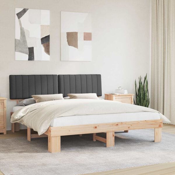 vidaXL Bed Frame with Upholstered Headboard Dark Grey 180 x 200 cm