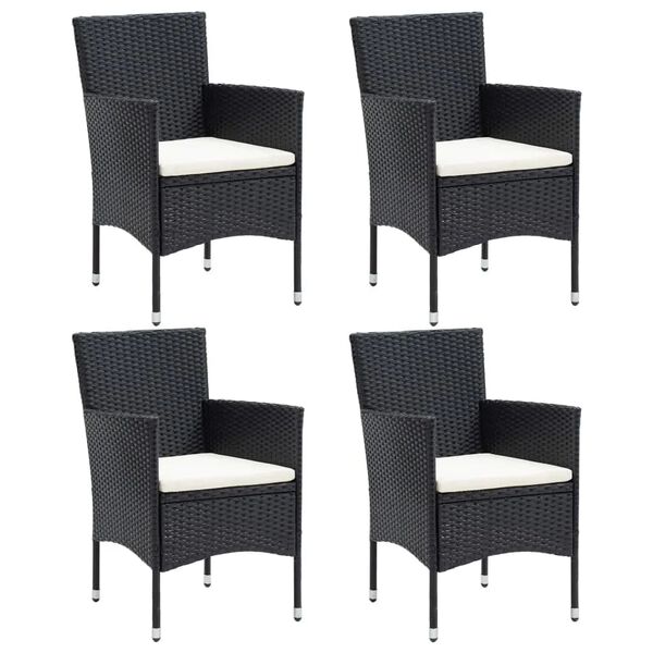vidaXL 5 Piece Garden Dining Set with Cushions Poly Rattan Black