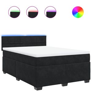 vidaXL Box Spring Bed with Mattress Black Queen Velvet
