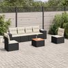 vidaXL 7 Piece Garden Sofa Set with Cushions Black Poly Rattan