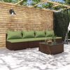 vidaXL 5 Piece Garden Lounge Set with Cushions Poly Rattan Brown