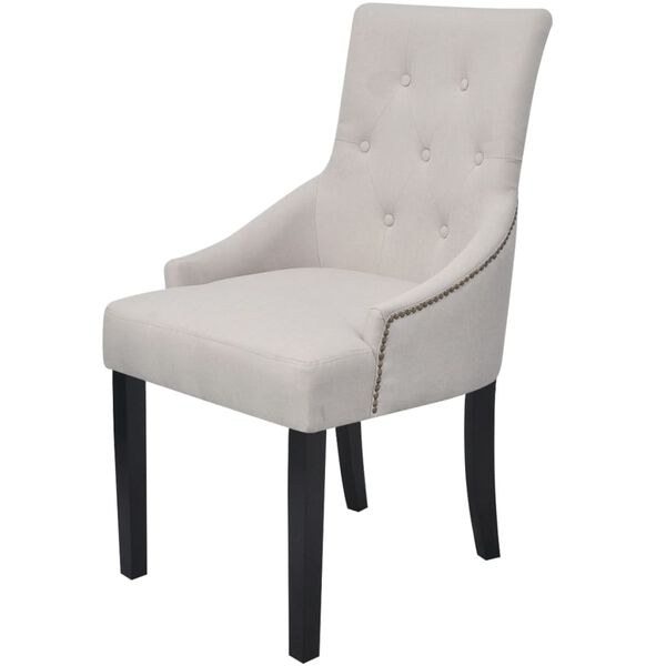 vidaXL Dining Chairs 6 pcs Cream Grey Fabric