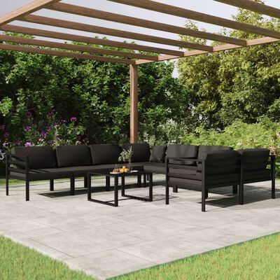vidaXL 9 Piece Garden Lounge Set with Cushions Aluminium Anthracite
