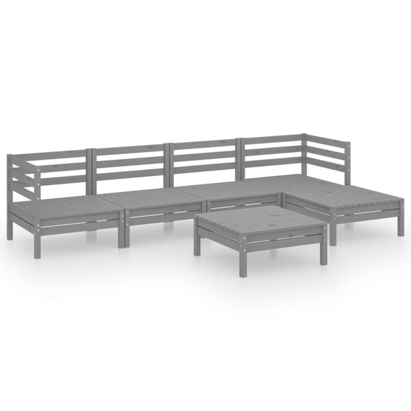 vidaXL 6 Piece Garden Lounge Set Solid Pinewood Grey