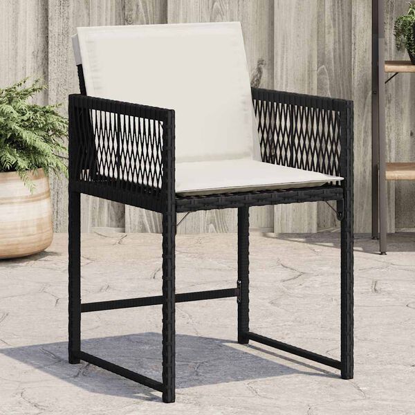 vidaXL Garden Chairs with Cushions 4 pcs Black Poly Rattan