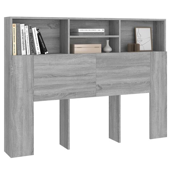 vidaXL Headboard Cabinet Grey Sonoma 140x19x103.5 cm