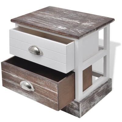 vidaXL Bedside Cabinet Brown and White