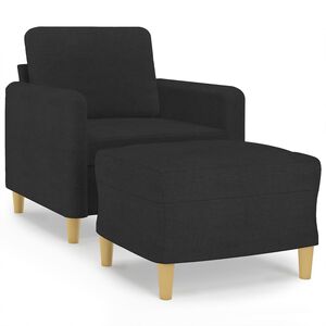 vidaXL Sofa Chair with Footstool Black 60 cm Fabric