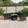 vidaXL 10 Piece Garden Sofa Set with Cushions Black Poly Rattan