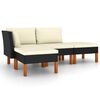 vidaXL 4 Piece Garden Lounge Set with Cushions Poly Rattan Black