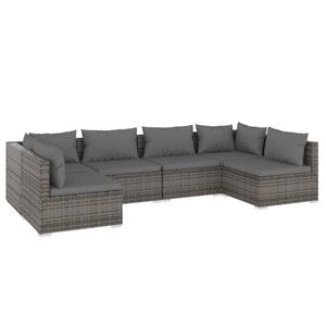 vidaXL 6 Piece Garden Lounge Set with Cushions Poly Rattan Grey