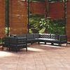 vidaXL 9 Piece Garden Lounge Set with Cushions Black Solid Pinewood