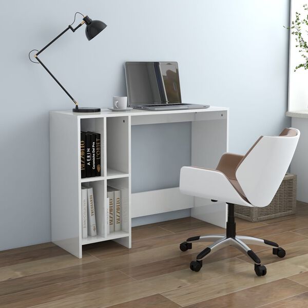 vidaXL Notebook Desk High Gloss White 102.5x35x75 cm Engineered Wood
