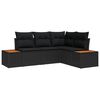 vidaXL Garden Sofa Set with Cushion 4 pcs Black Poly Rattan