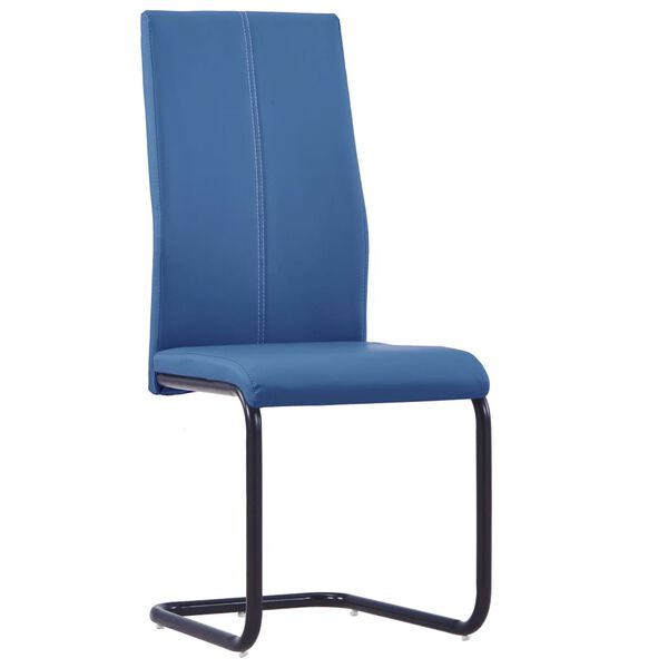 vidaXL Cantilever Dining Chairs 2 pcs Blue Faux Leather