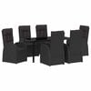 vidaXL Garden Dining Set with Cushion 7 pcs Black Poly Rattan