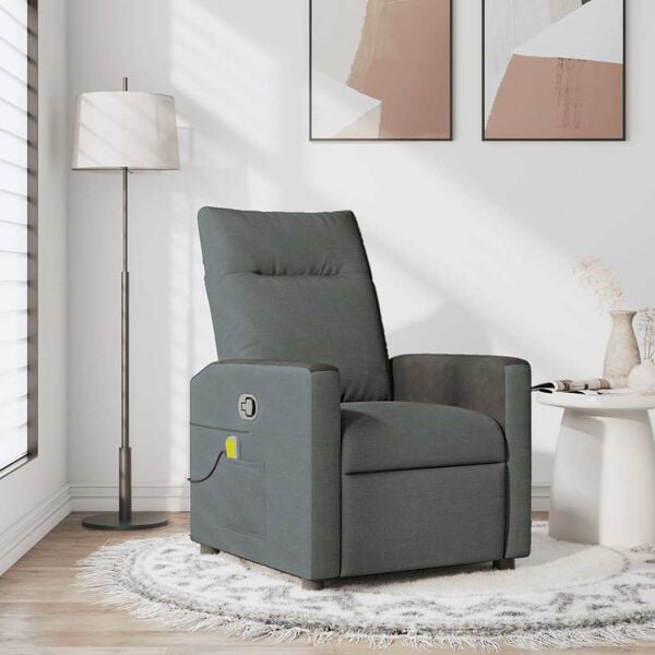vidaXL Massage Recliner Chair Dark Grey Fabric