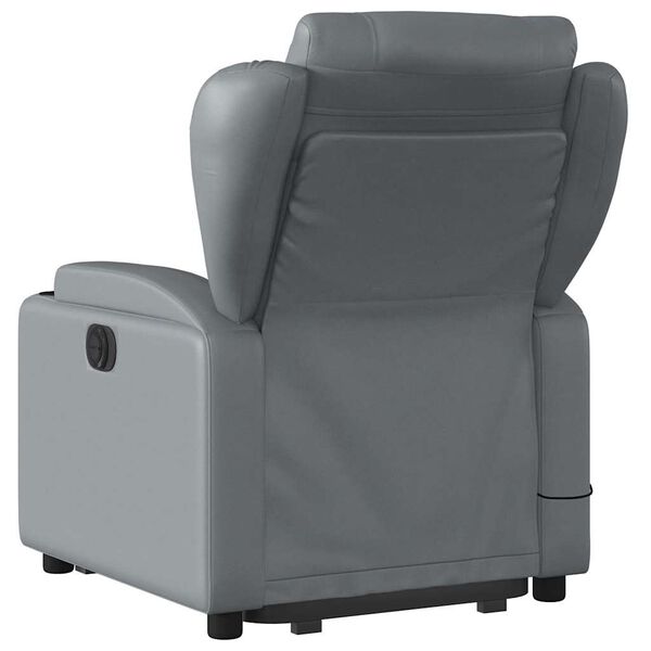 vidaXL Electric Stand up Massage Recliner Chair Grey Faux Leather