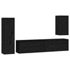 vidaXL 4 Piece TV Cabinet Set Black Solid Wood Pine
