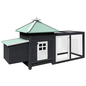 vidaXL Chicken Coop | Grey | Solid firwood, plywood, galvanised steel | Large