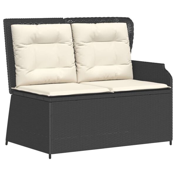 vidaXL 3 Piece Garden Lounge Set with Cushions Black Poly Rattan