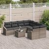 vidaXL Sofa Set with Cushion with Storage 9 pcs Grey Poly Rattan