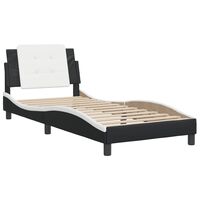 vidaXL Bed Frame with Headboard Black and White 106x203 cm King Single Size Faux Leather