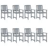 vidaXL Garden Chairs 8 pcs Solid Acacia Wood Grey