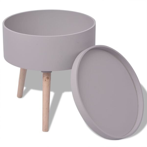 vidaXL Side Table with Serving Tray Round 39.5x44.5 cm Grey