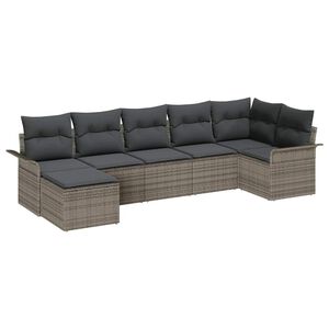 vidaXL Garden Sofa Set 7 pcs Grey Poly Rattan