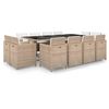 vidaXL 13 Piece Outdoor Dining Set with Cushions Poly Rattan Beige