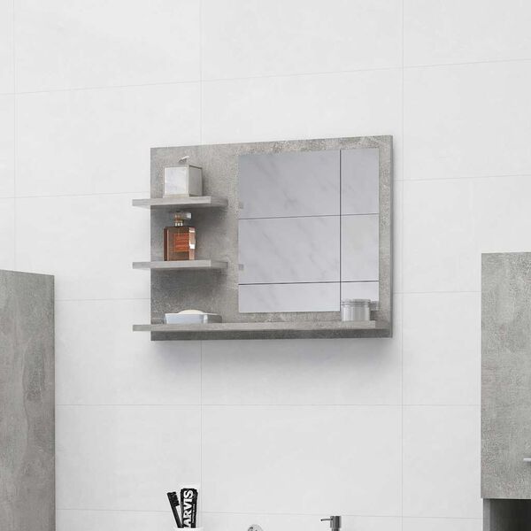 vidaXL Bathroom Mirror Concrete Grey 60x10.5x45 cm Engineered Wood