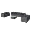 vidaXL 9 Piece Garden Lounge Set with Cushions Poly Rattan Grey