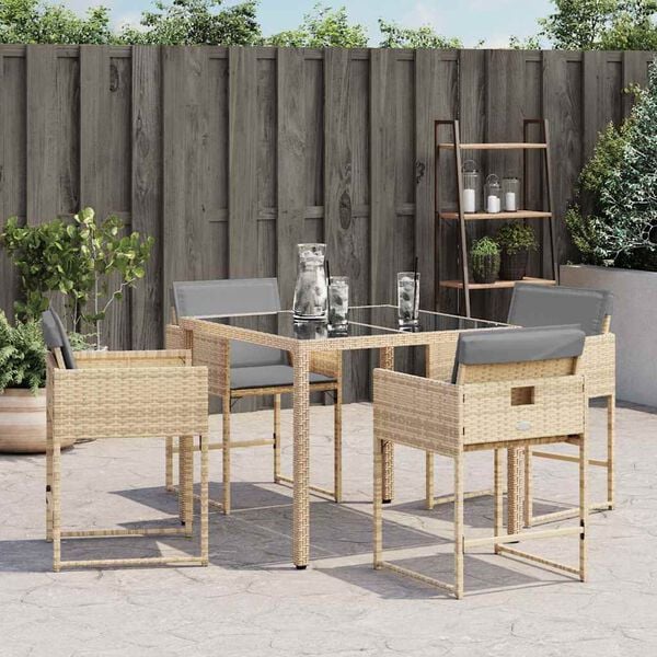 vidaXL Garden Chairs with Cushions 4 pcs Mix Beige Poly Rattan
