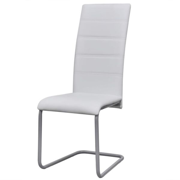 vidaXL Cantilever Dining Chairs 2 pcs White Faux Leather