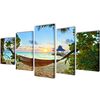 vidaXL Canvas Wall Print Set Sand Beach with Hammock 200 x 100 cm