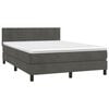 vidaXL Box Spring Bed with Mattress Dark Grey 137x190 cm Full Velvet