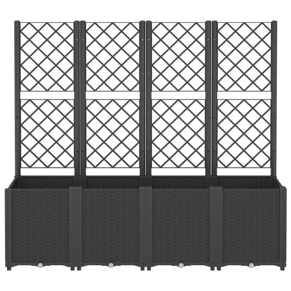vidaXL Garden Planter with Trellis Black 160x40x140 cm PP