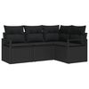 vidaXL Sofa Set 4 pcs Black Poly Rattan