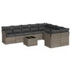 vidaXL 10 Piece Garden Sofa Set with Cushions Grey Poly Rattan