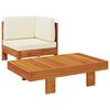 vidaXL 2 Piece Garden Lounge Set with Cream White Cushions Acacia Wood
