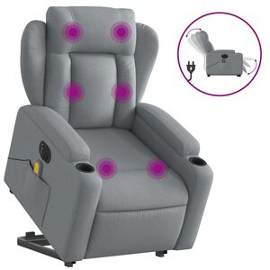 vidaXL Electric Stand up Massage Recliner Chair Light Grey Fabric