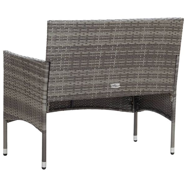 vidaXL Garden Bench 105 cm Poly Rattan Grey